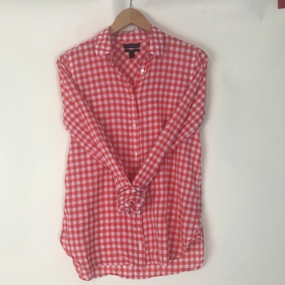 J Crew Classic-fit boy shirt in crinkle gingham 4 - Picture 2 of 9